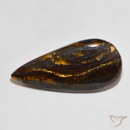 30.70ct Natural Multicolor Tiger's Eye Matrix, Pear Shape, Opaque