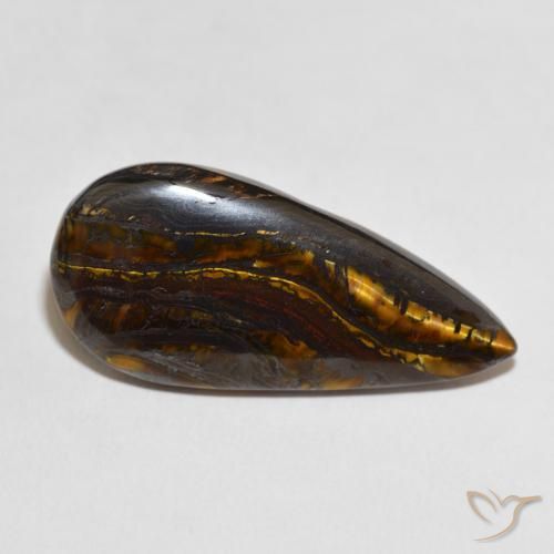 30.70 ct Multicolor Tiger's Eye Matrix Stone, Natural Tiger's Eye Matrix in Pear Cabochon Shape for Sale