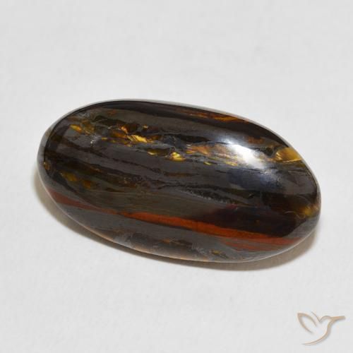 26.37 ct Multicolor Tiger's Eye Matrix Stone, Natural Tiger's Eye Matrix in Oval Cabochon Shape for Sale