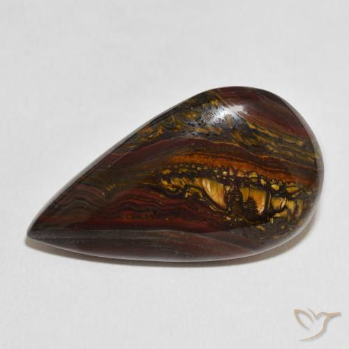 31.68ct Natural Multicolor Tiger's Eye Matrix, Pear Shape, Opaque