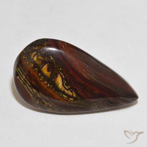 31.68 ct Multicolor Tiger's Eye Matrix Stone, Natural Tiger's Eye Matrix in Pear Cabochon Shape for Sale