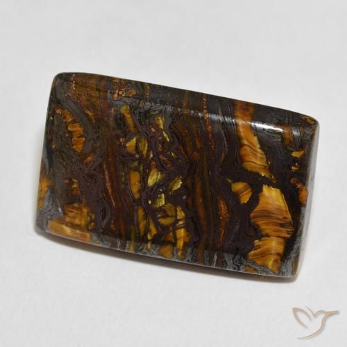 32.94 ct Multicolor Tiger's Eye Matrix Stone, Natural Tiger's Eye Matrix in Baguette Cabochon Shape for Sale