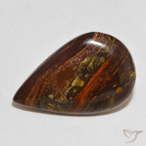 25.27ct Natural Multicolor Tiger's Eye Matrix, Pear Shape, Opaque