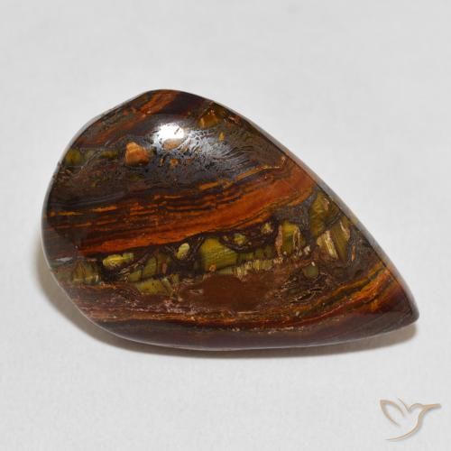 25.27 ct Multicolor Tiger's Eye Matrix Stone, Natural Tiger's Eye Matrix in Pear Cabochon Shape for Sale