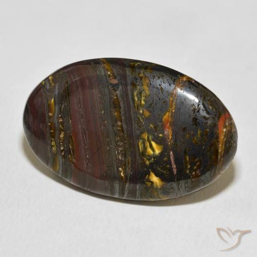 37.24 ct Multicolor Tiger's Eye Matrix Stone, Natural Tiger's Eye Matrix in Oval Cabochon Shape for Sale