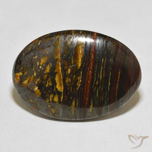 30.98ct Natural Multicolor Tiger's Eye Matrix, Oval, Opaque