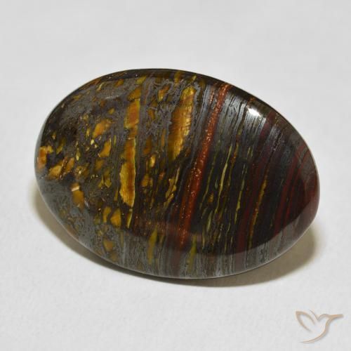 30.98 ct Multicolor Tiger's Eye Matrix Stone, Natural Tiger's Eye Matrix in Oval Cabochon Shape for Sale