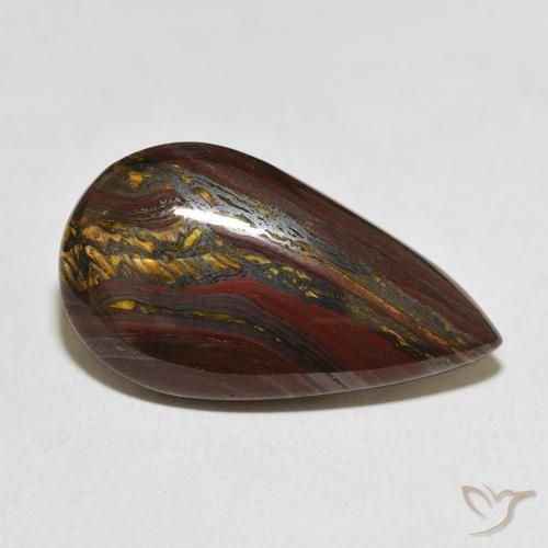 19.41 ct Multicolor Tiger's Eye Matrix Stone, Natural Tiger's Eye Matrix in Pear Cabochon Shape for Sale