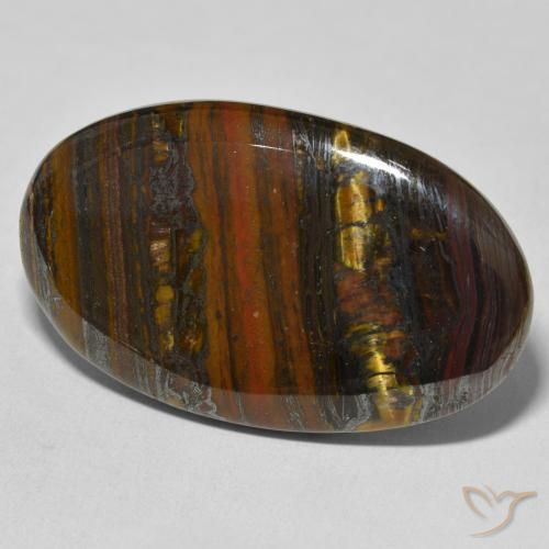 55.91 ct Multicolor Tiger's Eye Matrix Stone, Natural Tiger's Eye Matrix in Oval Cabochon Shape for Sale
