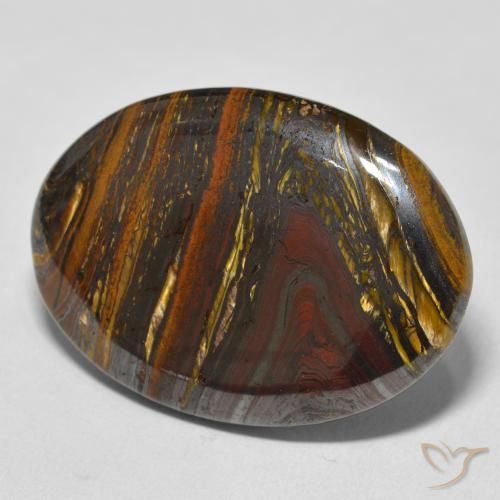 43.24 ct Multicolor Tiger's Eye Matrix Stone, Natural Tiger's Eye Matrix in Oval Cabochon Shape for Sale