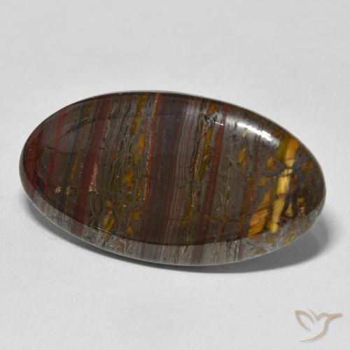 32.98 ct Multicolor Tiger's Eye Matrix Stone, Natural Tiger's Eye Matrix in Oval Cabochon Shape for Sale