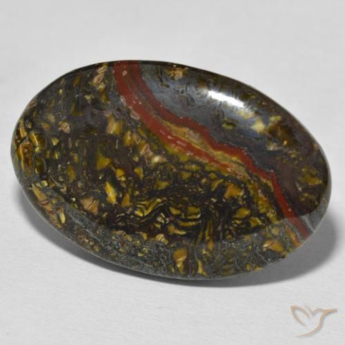 37.87 ct Multicolor Tiger's Eye Matrix Stone, Natural Tiger's Eye Matrix in Oval Cabochon Shape for Sale