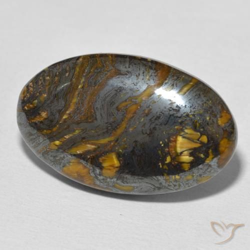 28.53 ct Multicolor Tiger's Eye Matrix Stone, Natural Tiger's Eye Matrix in Oval Cabochon Shape for Sale
