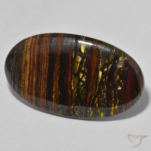50.94 ct Multicolor Tiger's Eye Matrix Stone, Natural Tiger's Eye Matrix in Oval Cabochon Shape for Sale