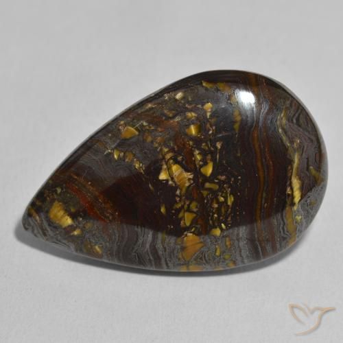 46.57ct Natural Multicolor Tiger's Eye Matrix, Pear Shape, Opaque