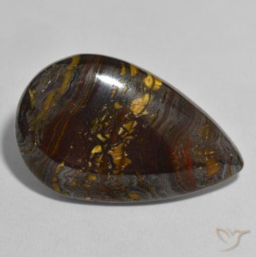 46.57 ct Multicolor Tiger's Eye Matrix Stone, Natural Tiger's Eye Matrix in Pear Cabochon Shape for Sale
