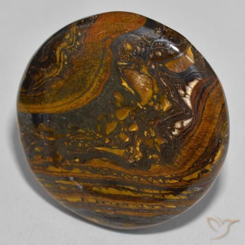 52.68 ct Multicolor Tiger's Eye Matrix Stone, Natural Tiger's Eye Matrix in Round Cabochon Shape for Sale