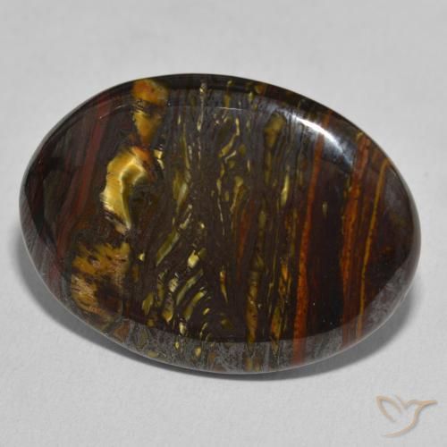 29.37 ct Multicolor Tiger's Eye Matrix Stone, Natural Tiger's Eye Matrix in Oval Cabochon Shape for Sale