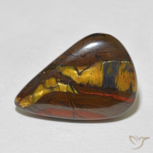 16.40ct Natural Multicolor Tiger's Eye Matrix, Pear Shape, Opaque