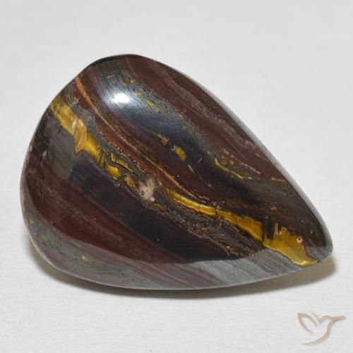 27.18 ct Multicolor Tiger's Eye Matrix Stone, Natural Tiger's Eye Matrix in Pear Cabochon Shape for Sale