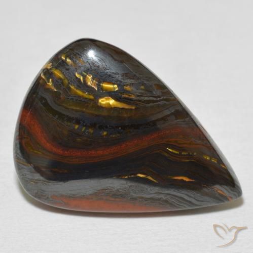 20.61 ct Multicolor Tiger's Eye Matrix Stone, Natural Tiger's Eye Matrix in Pear Cabochon Shape for Sale