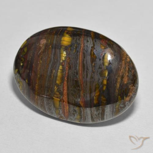 44.10 ct Multicolor Tiger's Eye Matrix Stone, Natural Tiger's Eye Matrix in Oval Cabochon Shape for Sale