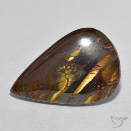 29.62ct Natural Multicolor Tiger's Eye Matrix, Pear Shape, Opaque