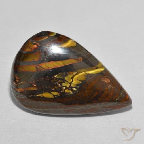 29.62 ct Multicolor Tiger's Eye Matrix Stone, Natural Tiger's Eye Matrix in Pear Cabochon Shape for Sale
