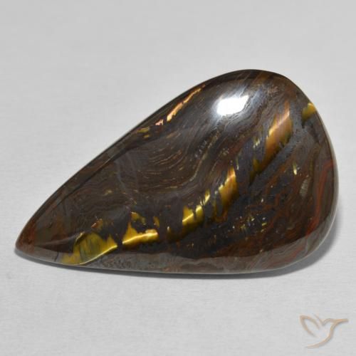 38.25ct Natural Multicolor Tiger's Eye Matrix, Pear Shape, Opaque