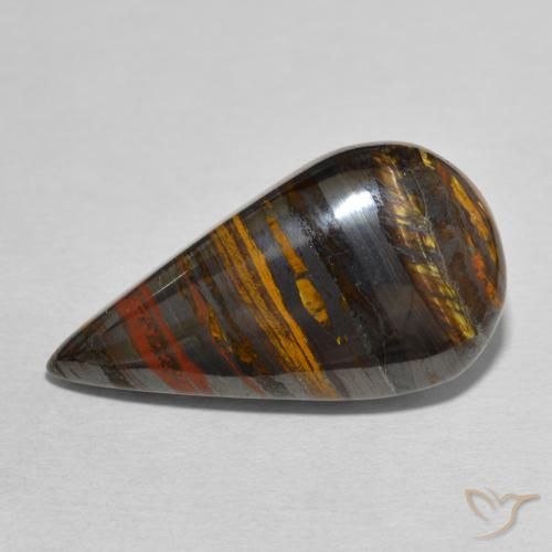 31.01ct Natural Multicolor Tiger's Eye Matrix, Pear Shape, Opaque