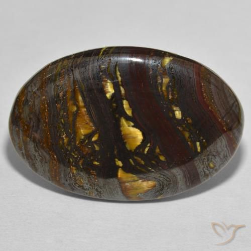 44.82ct Natural Multicolor Tiger's Eye Matrix, Oval, Opaque