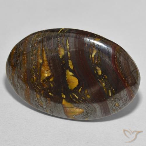 44.82 ct Multicolor Tiger's Eye Matrix Stone, Natural Tiger's Eye Matrix in Oval Cabochon Shape for Sale