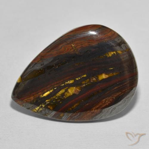 40.33ct Natural Multicolor Tiger's Eye Matrix, Pear Shape, Opaque