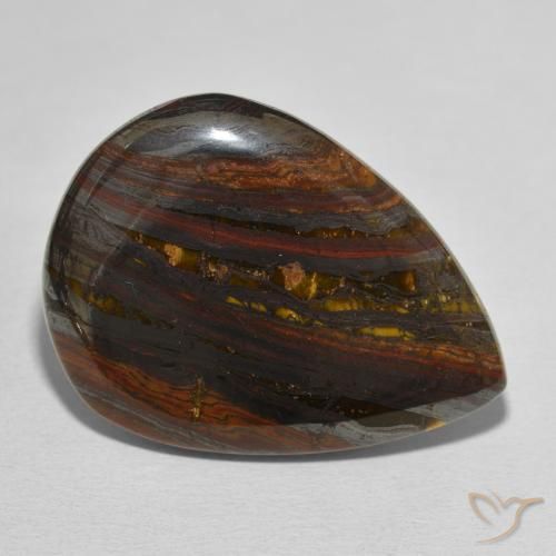 40.33 ct Multicolor Tiger's Eye Matrix Stone, Natural Tiger's Eye Matrix in Pear Cabochon Shape for Sale