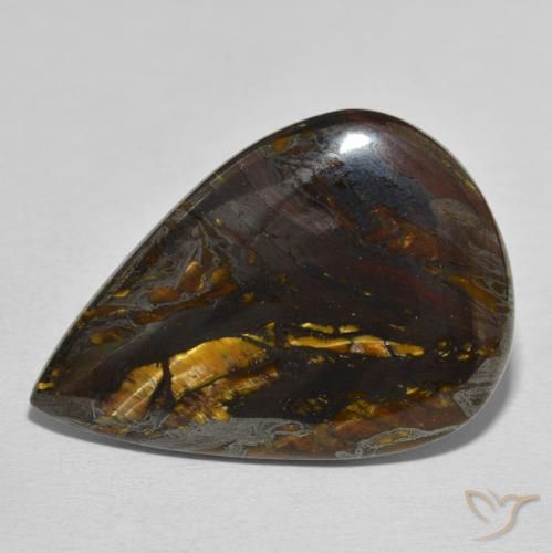 39.31ct Natural Multicolor Tiger's Eye Matrix, Pear Shape, Opaque