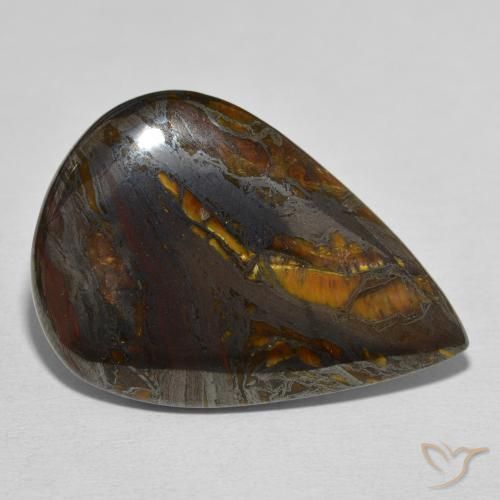 39.31 ct Multicolor Tiger's Eye Matrix Stone, Natural Tiger's Eye Matrix in Pear Cabochon Shape for Sale