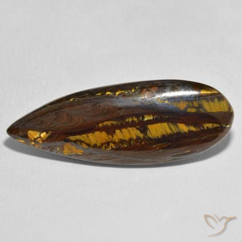 27.49ct Natural Multicolor Tiger's Eye Matrix, Pear Shape, Opaque