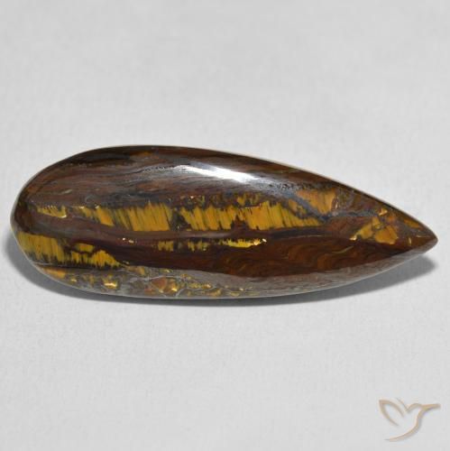 27.49 ct Multicolor Tiger's Eye Matrix Stone, Natural Tiger's Eye Matrix in Pear Cabochon Shape for Sale