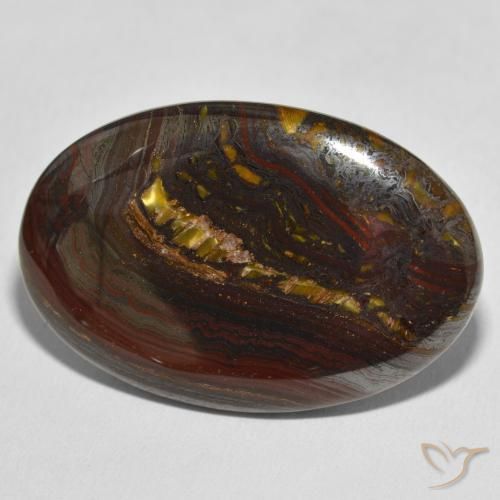 49.04 ct Multicolor Tiger's Eye Matrix Stone, Natural Tiger's Eye Matrix in Oval Cabochon Shape for Sale