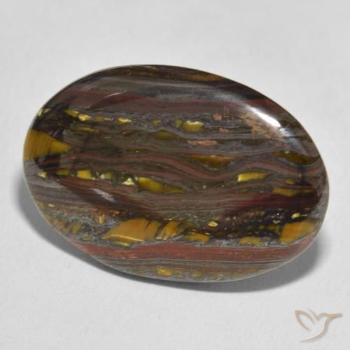 37.29 ct Multicolor Tiger's Eye Matrix Stone, Natural Tiger's Eye Matrix in Oval Cabochon Shape for Sale