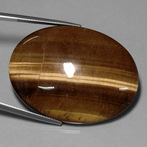 75.05 ct Brown Tiger's Eye Stone, Natural Tiger's Eye in Oval Cabochon Shape for Sale