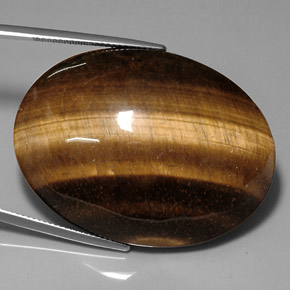 76.52 ct Brown Tiger's Eye Stone, Natural Tiger's Eye in Oval Cabochon Shape for Sale
