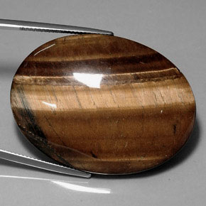 75.54 ct Brown Tiger's Eye Stone, Natural Tiger's Eye in Oval Cabochon Shape for Sale