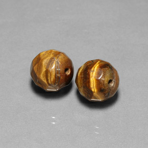 14.84 ct Brown Tiger's Eye Gemstone, Tiger's Eye Gem in Drilled Faceted Sphere Shape for Sale.