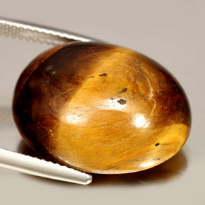 24.55 ct Brown Tiger's Eye Stone, Natural Tiger's Eye in Oval Cabochon Shape for Sale