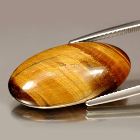 14.67 ct Brown Tiger's Eye Gemstone, Tiger's Eye Gem in Oval Cabochon Shape for Sale.