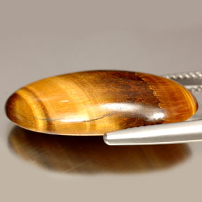 Tiger's Eye Gemstone in 24.8 x 12.3 mm Size for Sale, Tiger's Eye Stone in Gold Brown Color