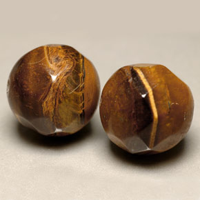 15.56 ct Brown Tiger's Eye Gemstone, Tiger's Eye Gem in Drilled Faceted Sphere Shape for Sale.