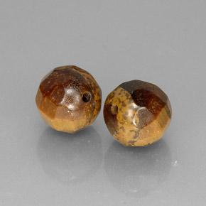 15.15 ct Brown Tiger's Eye Gemstone, Tiger's Eye Gem in Drilled Faceted Sphere Shape for Sale.