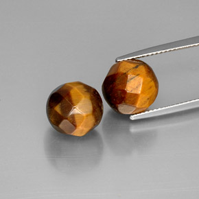 14.62 ct Brown Tiger's Eye Gemstone, Tiger's Eye Gem in Drilled Faceted Sphere Shape for Sale.